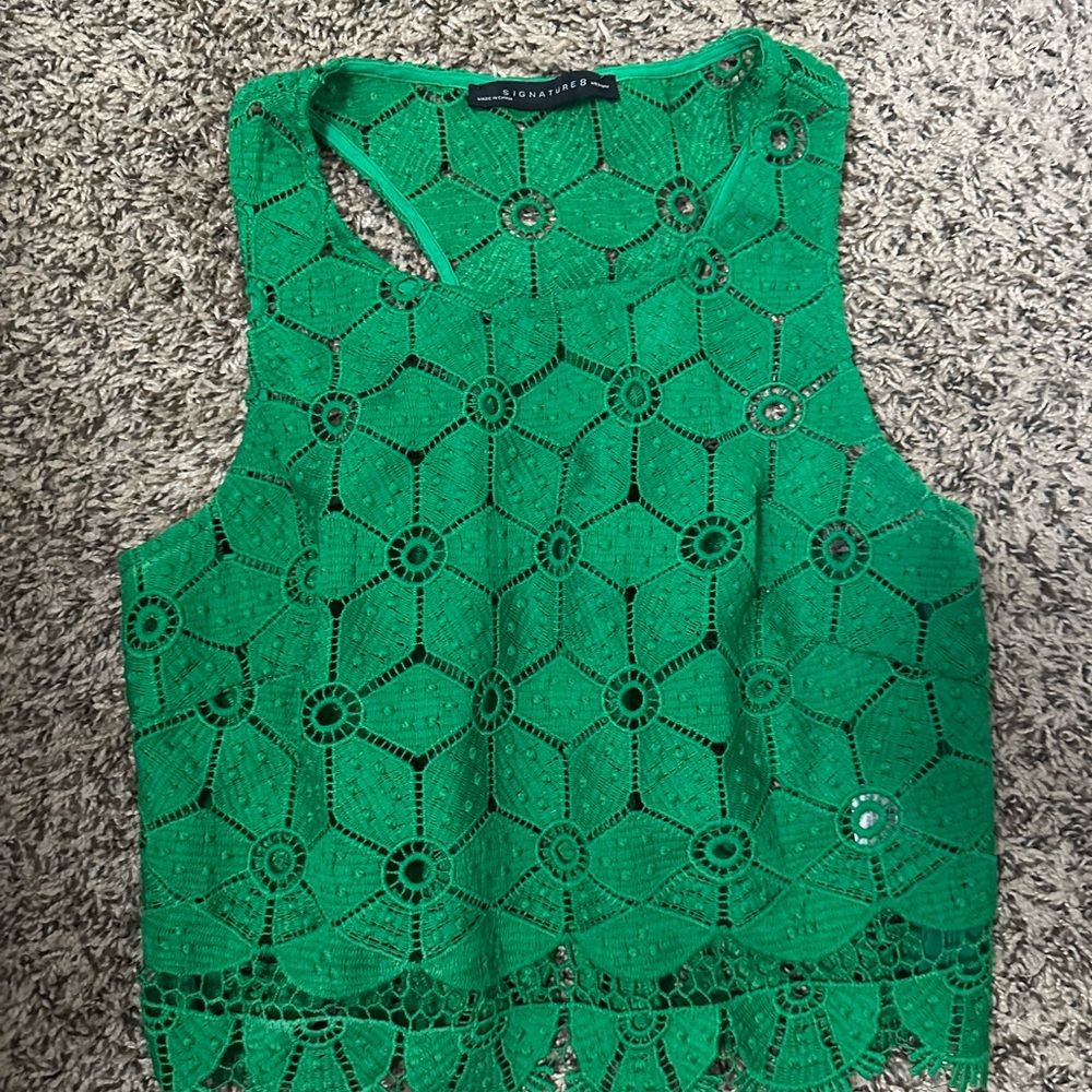 green tank top